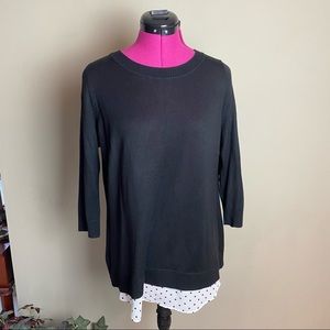 Roz & Ali Black and White Polka Dot Sweater